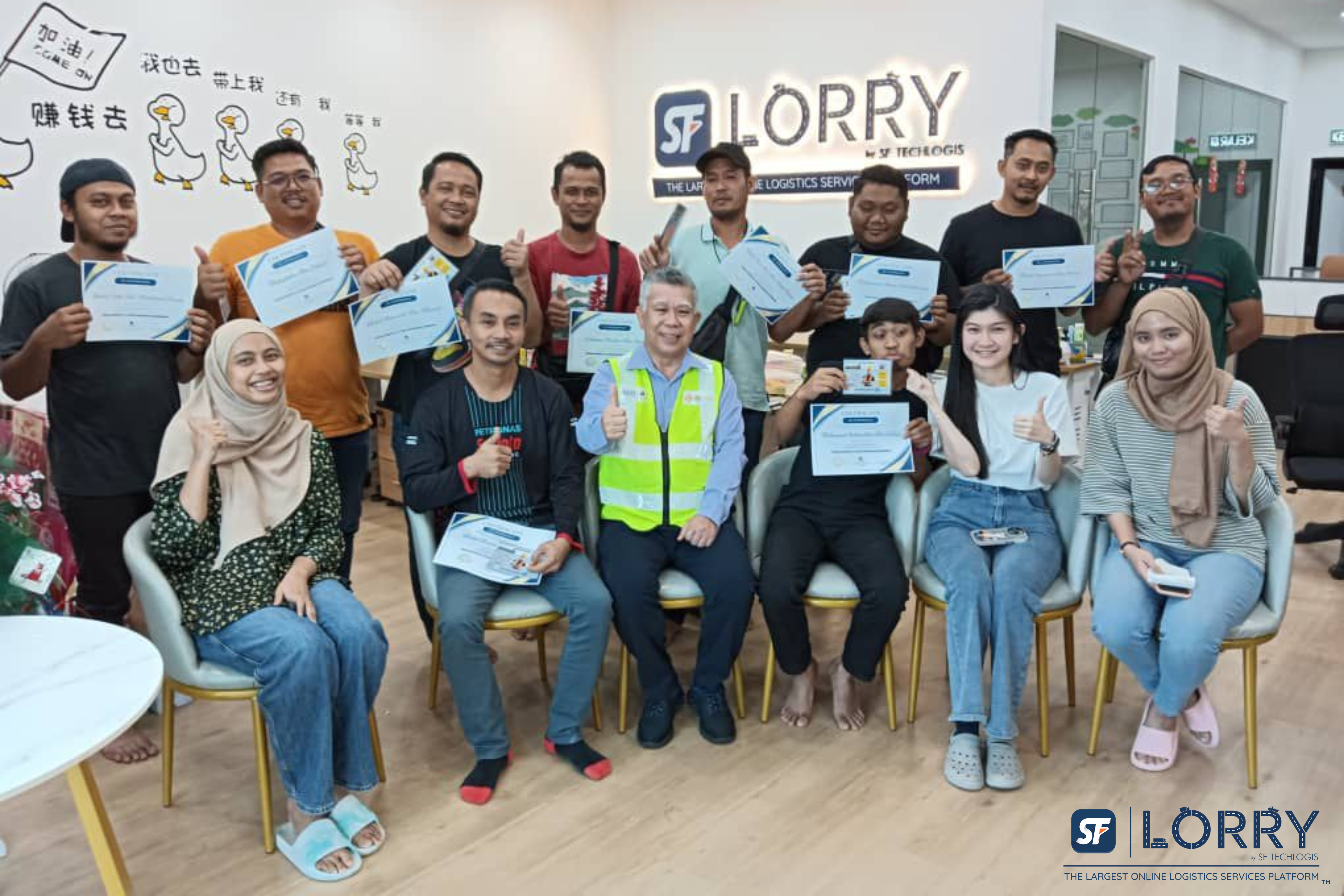 SF Lorry drivers participating in internal truck driver training session at company headquarters