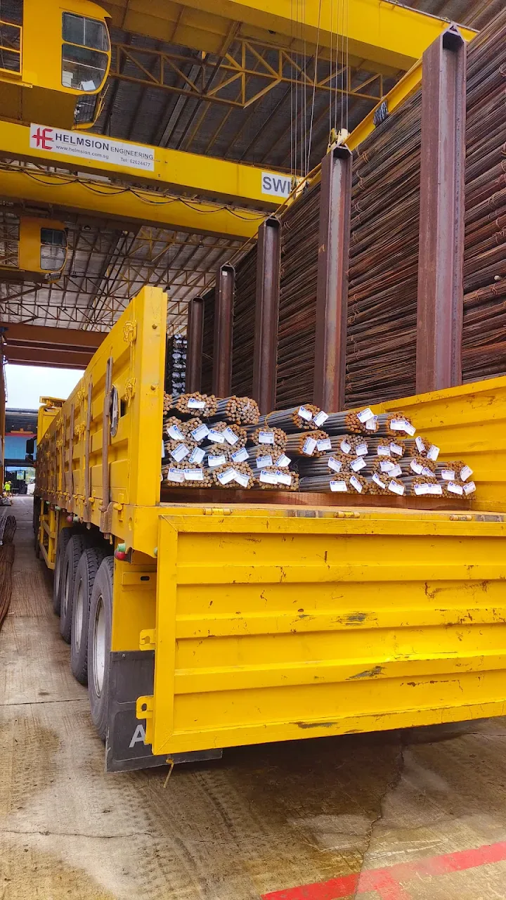 Rebar bundles loaded at a steel facility